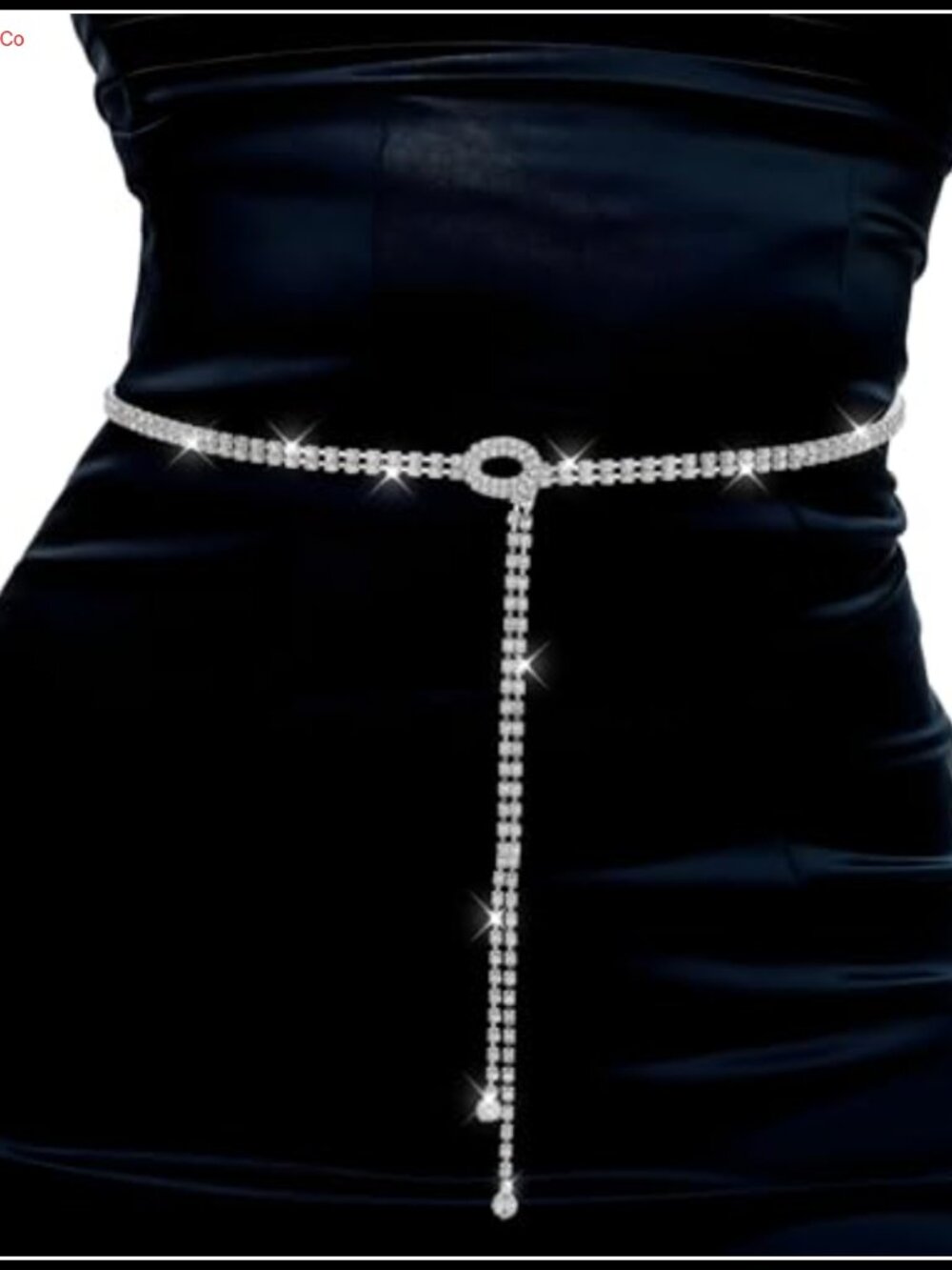 Rhinestone Chain Belt Adjustable Sparkly Silver Belt for Women